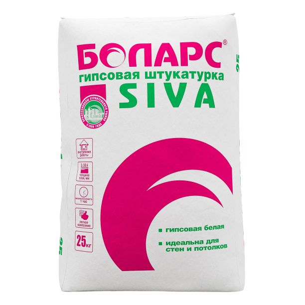 Гипсовая штукатурка БОЛАРС SIVA 25 кг от магазина ЛесКонПром.ру