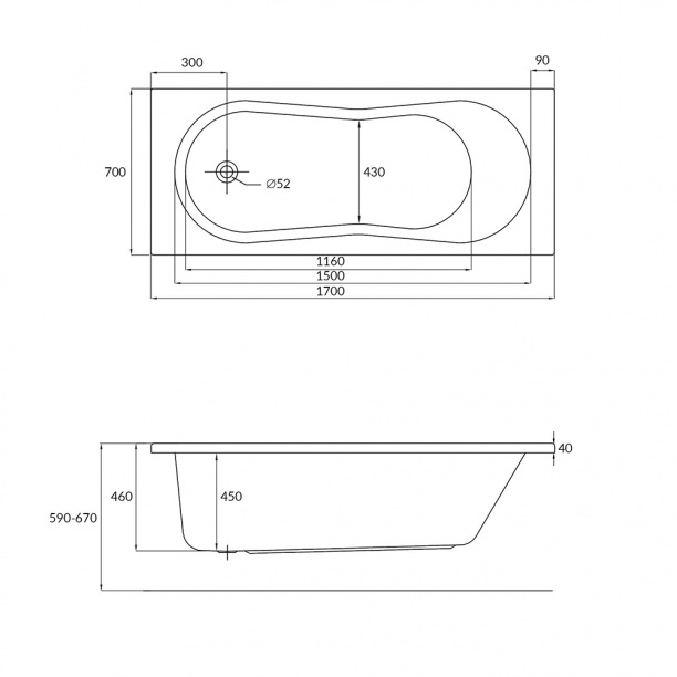 Акриловая ванна Cersanit Nike 170x70 см от магазина ЛесКонПром.ру