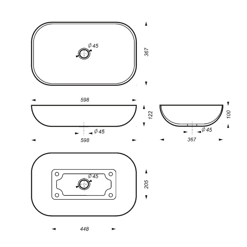 Раковина-чаша Sanita Luxe Infinity 60 INFSLWB01 Белая от магазина ЛесКонПром.ру