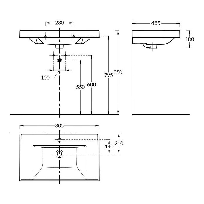 Раковина La Fenice Cubo 80 CU.NN.80 Белая от магазина ЛесКонПром.ру