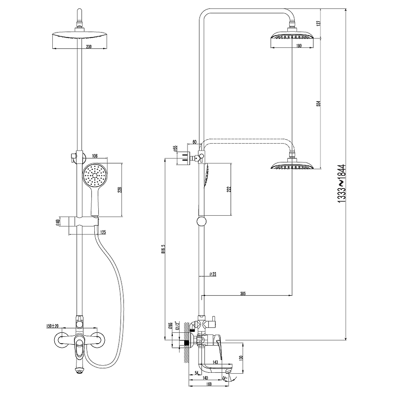 Душевая система Lemark Omega LM3162C Хром от магазина ЛесКонПром.ру