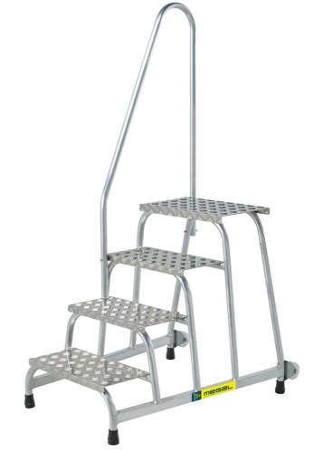 МОНТАЖНАЯ ПОДСТАВКА MEGAL (ТИП 1) 5 СТУПЕНЕЙ С ОДНИМ ПОРУЧНЕМ С КОЛЕСАМИ от магазина ЛесКонПром.ру