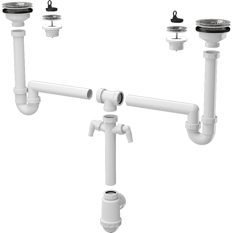Сифон для кухонной мойки Alcaplast A8000 универсальный Белый от магазина ЛесКонПром.ру