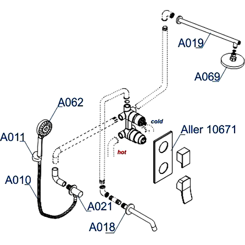 Душевая система WasserKRAFT Aller A171619 Хром от магазина ЛесКонПром.ру