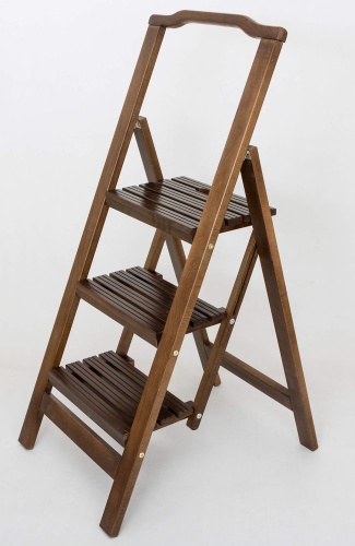 Стремянка-табурет деревянная с широкими ступенями Hoz-Block Микки 3 ступени Белая (арт. СДМТ-3Б) от магазина ЛесКонПром.ру