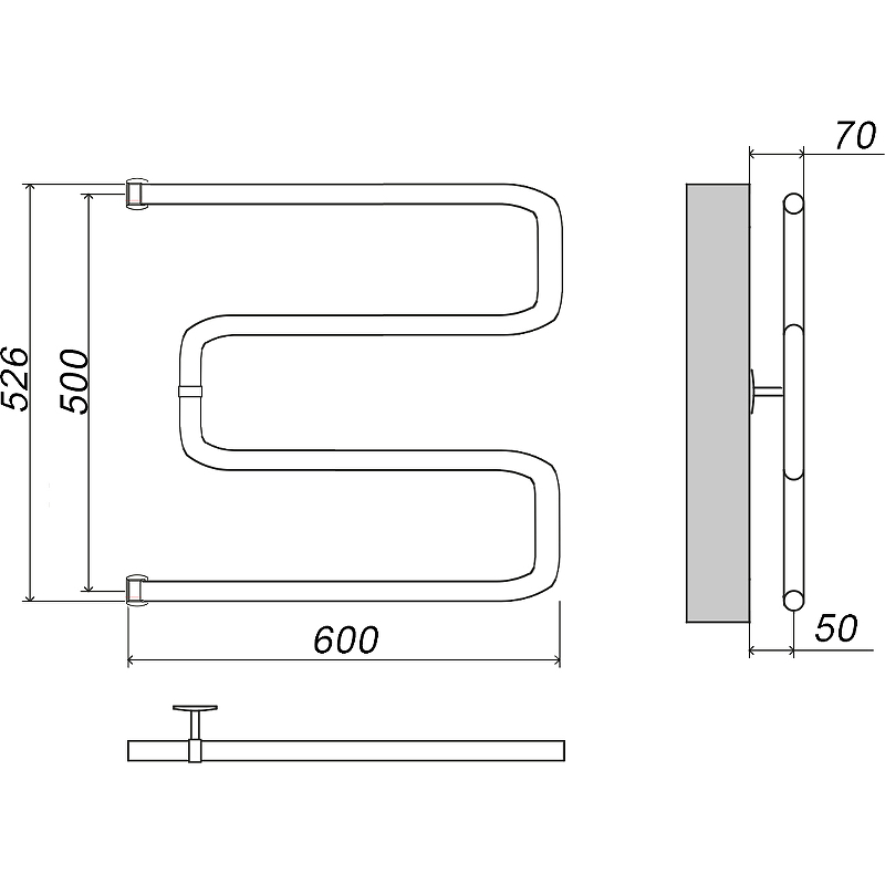 Водяной полотенцесушитель Grota Kamelo 500х600 Хром от магазина ЛесКонПром.ру