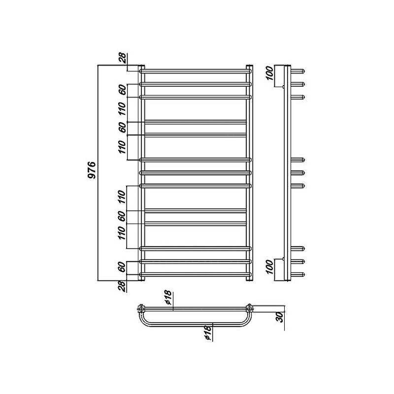 Водяной полотенцесушитель Ravak Cube 50х100 X04000083669 Хром от магазина ЛесКонПром.ру