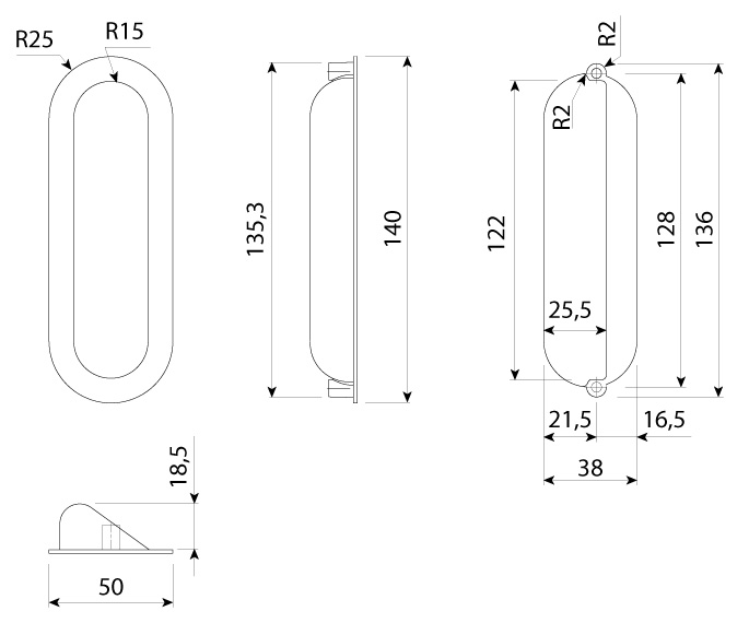 Ручка врезная мебельная Модель MN111 MN1114Z128E215 от магазина ЛесКонПром.ру