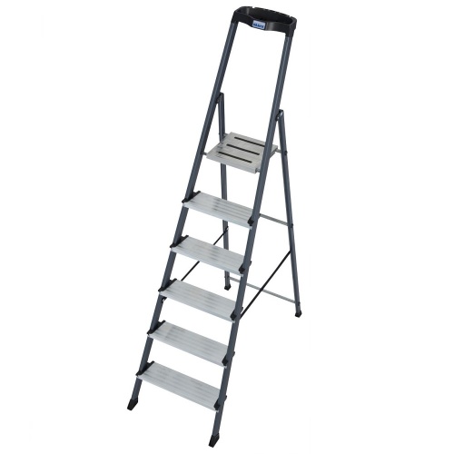 Стремянка алюминиевая анодированная Krause Securo 6 ступеней (арт. 126443) от магазина ЛесКонПром.ру