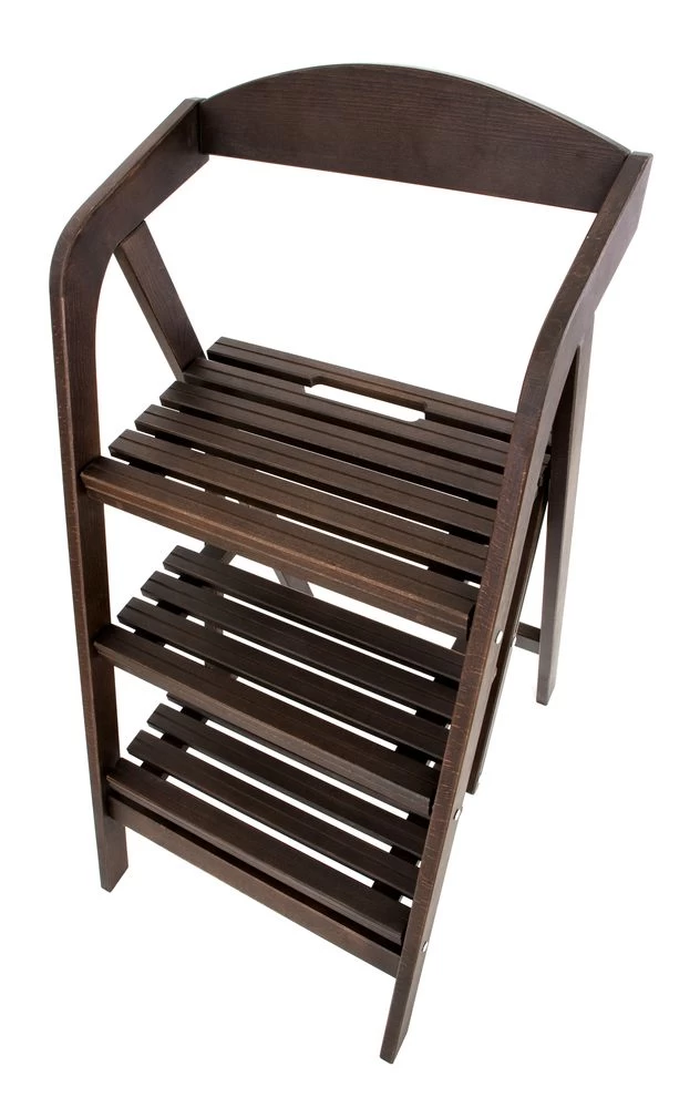 Стремянка-стул деревянная с широкими ступенями Hoz-Block Микки-Трон 3 ступени Венге (арт. СДМТС-3В) от магазина ЛесКонПром.ру