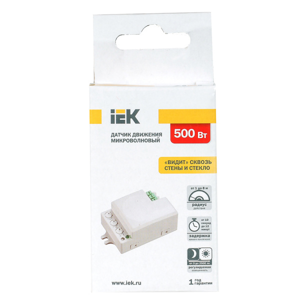 Датчик движения IEK 500 Вт микроволновый встраиваемый от магазина ЛесКонПром.ру