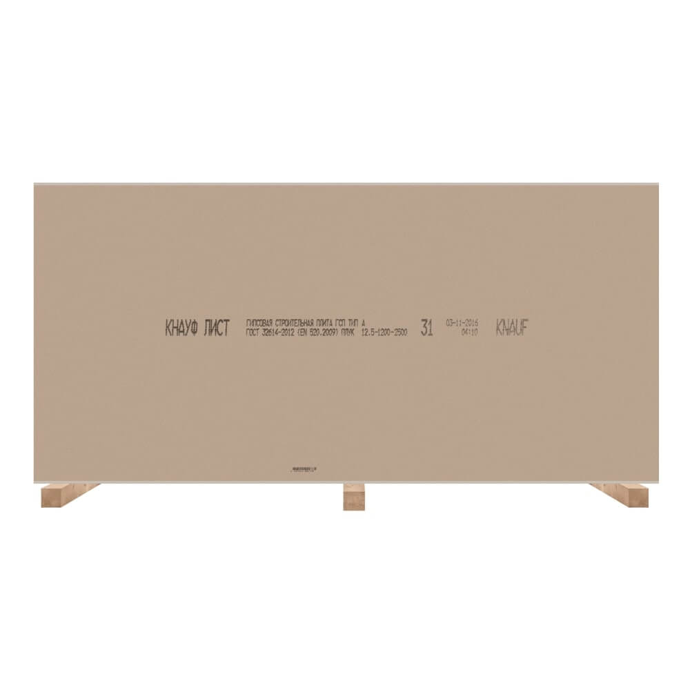 Лист гипсокартонный Knauf ГКЛ-А-ПЛУК 2500х1200х12,5 мм от магазина ЛесКонПром.ру