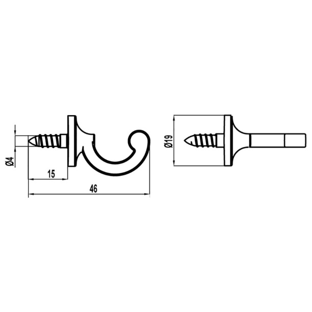 Крючок мебельный K-018 010 черный матовый от магазина ЛесКонПром.ру