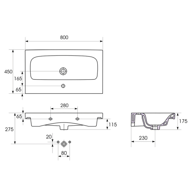 Раковина Cersanit MODUO 80 см от магазина ЛесКонПром.ру