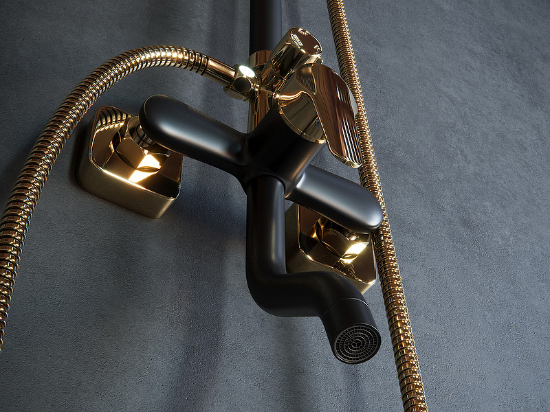 Душевая система Laguraty 7000AX Черный Золото от магазина ЛесКонПром.ру