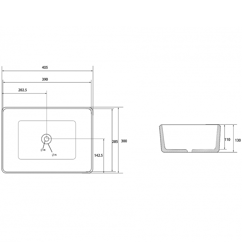 Раковина-чаша Abber Rechteck 40 AC2213 Белая от магазина ЛесКонПром.ру
