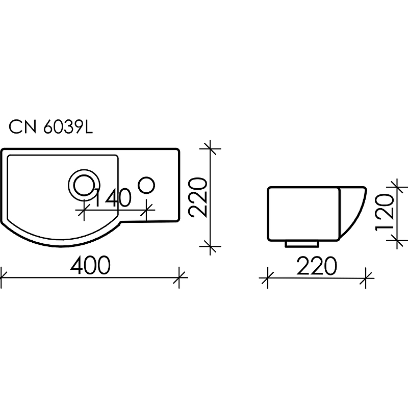 Раковина Ceramica Nova Element 40 L CN6039L Белая от магазина ЛесКонПром.ру