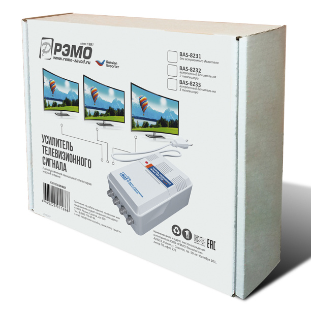 Усилитель телевизионный РЭМО BAS-8233 от магазина ЛесКонПром.ру