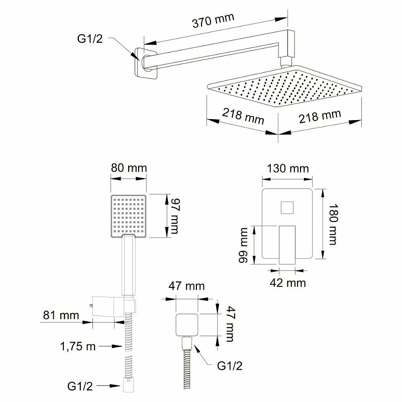 Душевая система Swedbe Platta 5540 Хром от магазина ЛесКонПром.ру