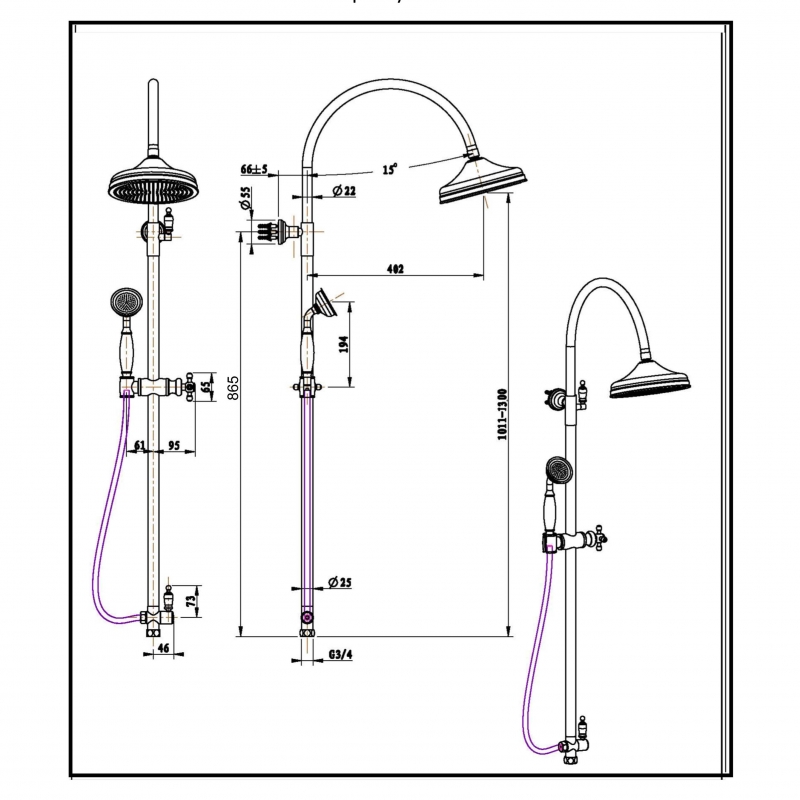 Душевая система Boheme Brillante 403 Хром от магазина ЛесКонПром.ру