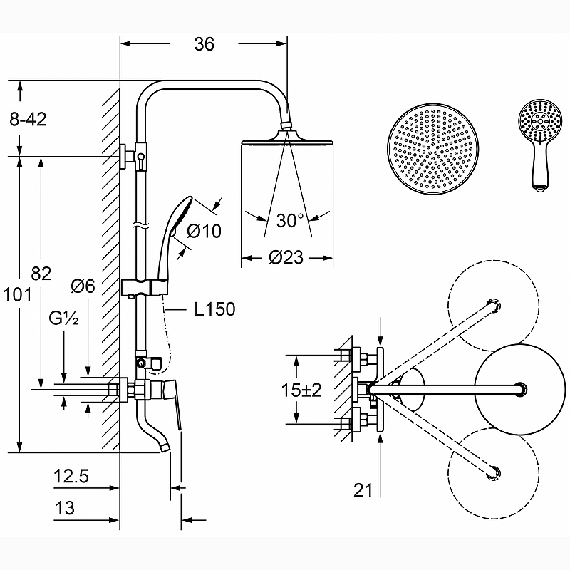 Душевая система Laguraty 17059 Хром от магазина ЛесКонПром.ру