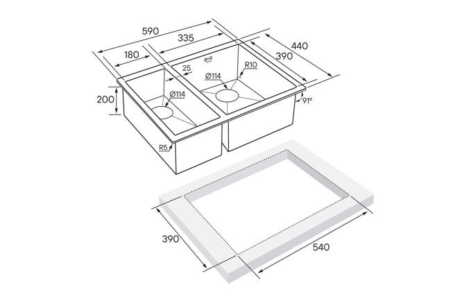 Мойка врезная правая PAULMARK Zusat 80530320 от магазина ЛесКонПром.ру