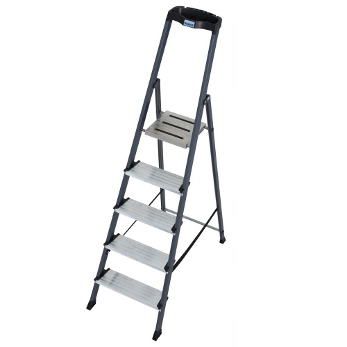 Стремянка алюминиевая анодированная Krause Securo 5 ступеней (арт. 126436) от магазина ЛесКонПром.ру