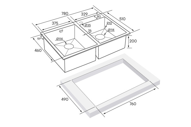 Мойка врезная PAULMARK Helfet 80530291 от магазина ЛесКонПром.ру