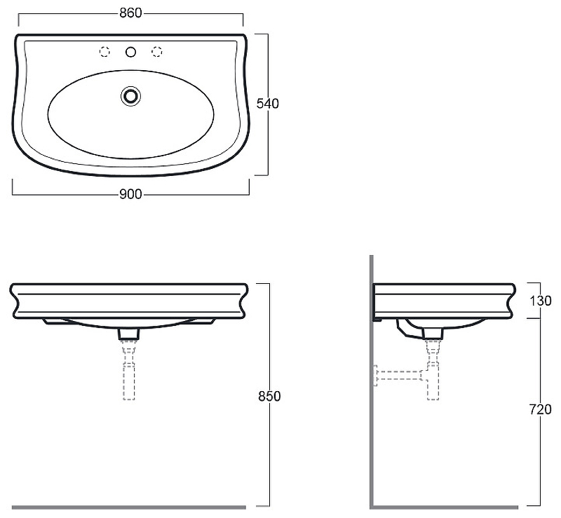 Раковина Simas Lante 90 LA11bi*3 Белая от магазина ЛесКонПром.ру
