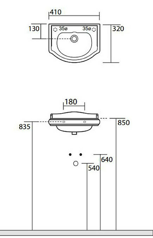 Раковина Kerasan Retro 41 103301*0 Белая от магазина ЛесКонПром.ру