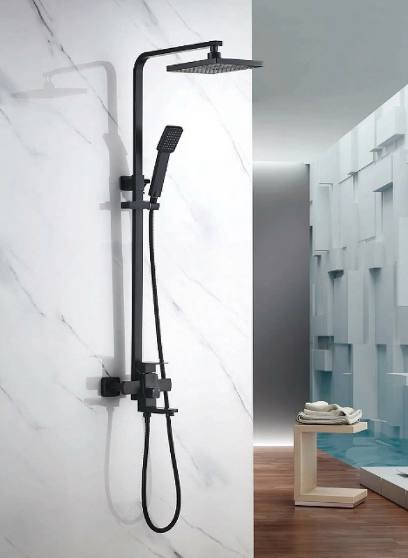 Душевая система Accoona A83201F Черная от магазина ЛесКонПром.ру