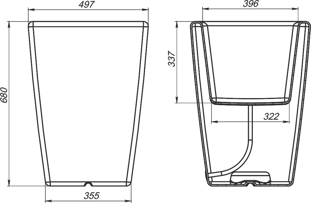 Кашпо Rostok Flox Р 680 белое от магазина ЛесКонПром.ру