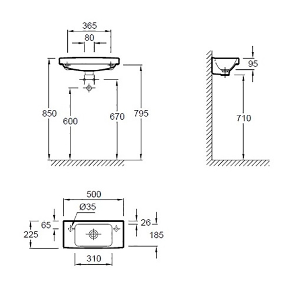 Раковина Jacob Delafon Odeon Up 50 E4701L-00 Белая от магазина ЛесКонПром.ру