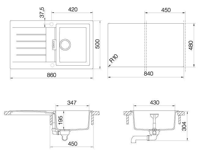 Кухонная мойка SIGNUS 45D CRISTADUR 700803 SCHOCK от магазина ЛесКонПром.ру