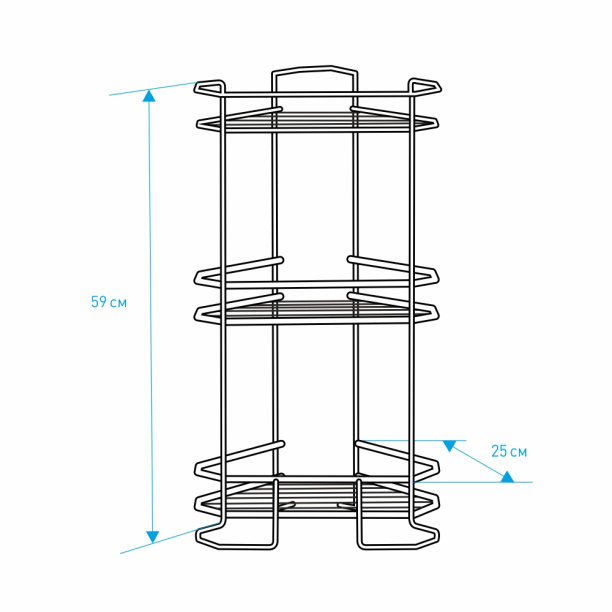 Полка сетчатая ЧМЗ Нюанс 3-ярусная угловая хром от магазина ЛесКонПром.ру