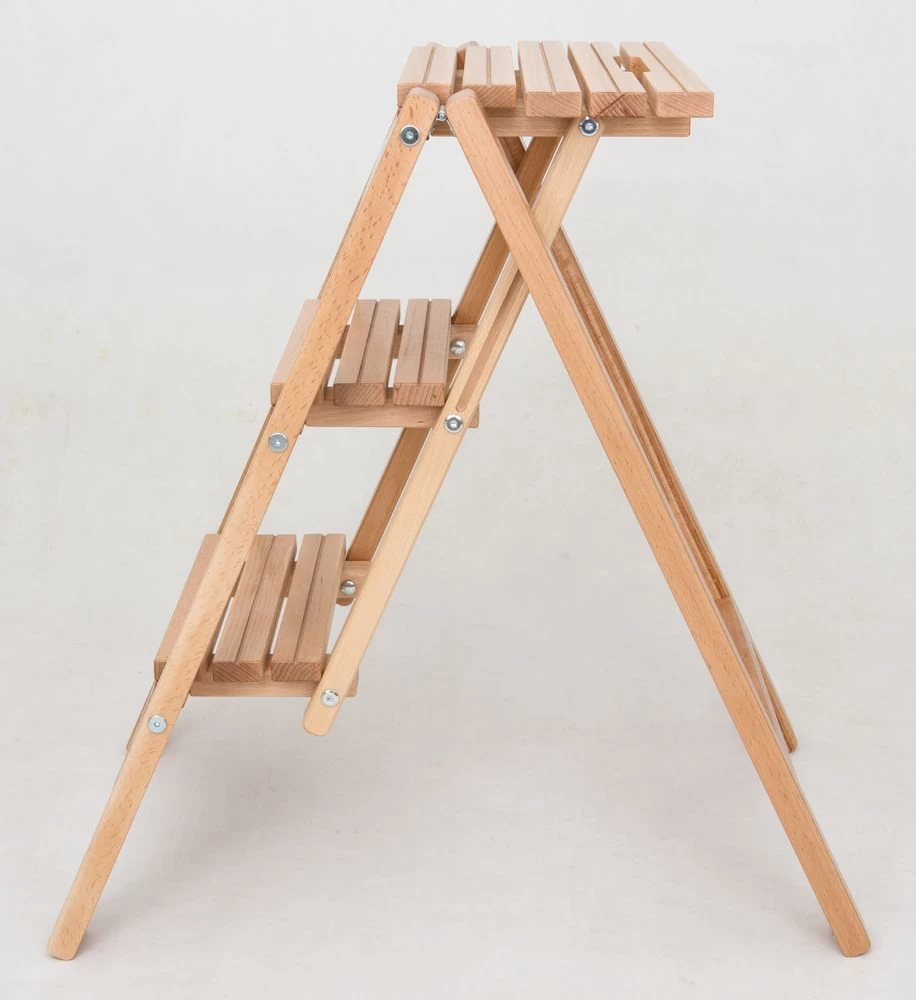 Стремянка-табурет деревянная с широкими ступенями Hoz-Block Микки 2 ступени Белая (арт. СДМТ-2Б) от магазина ЛесКонПром.ру