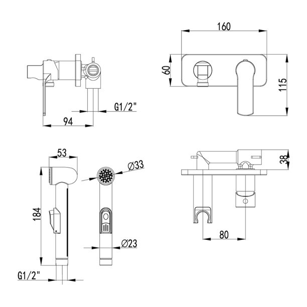 Гигиенический душ LeMark Plus Grace встраиваемый от магазина ЛесКонПром.ру