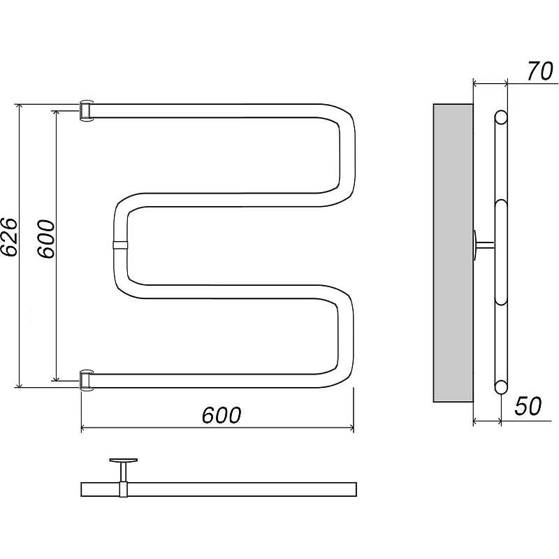 Водяной полотенцесушитель Grota Kamelo 600х600 Хром от магазина ЛесКонПром.ру