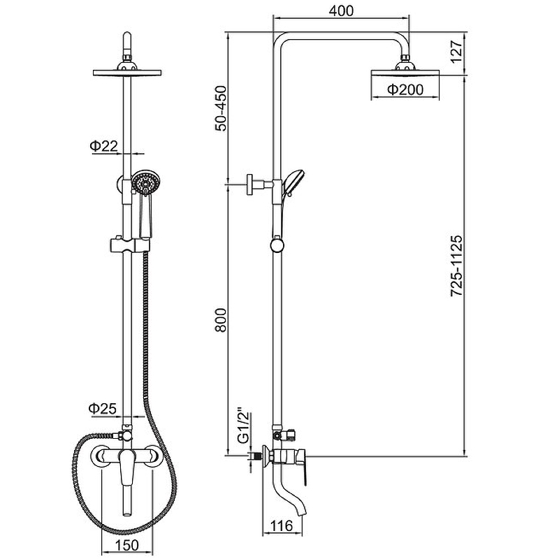 Душевая система Accoona A8391 Хром от магазина ЛесКонПром.ру
