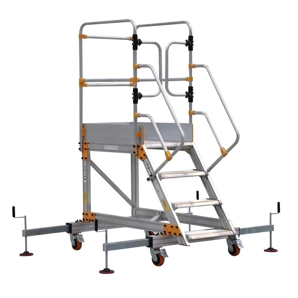 Алюминиевая промышленная платформа 4 ступени CAGSAN односторонняя со стабилизаторами (арт.EPL1000) от магазина ЛесКонПром.ру