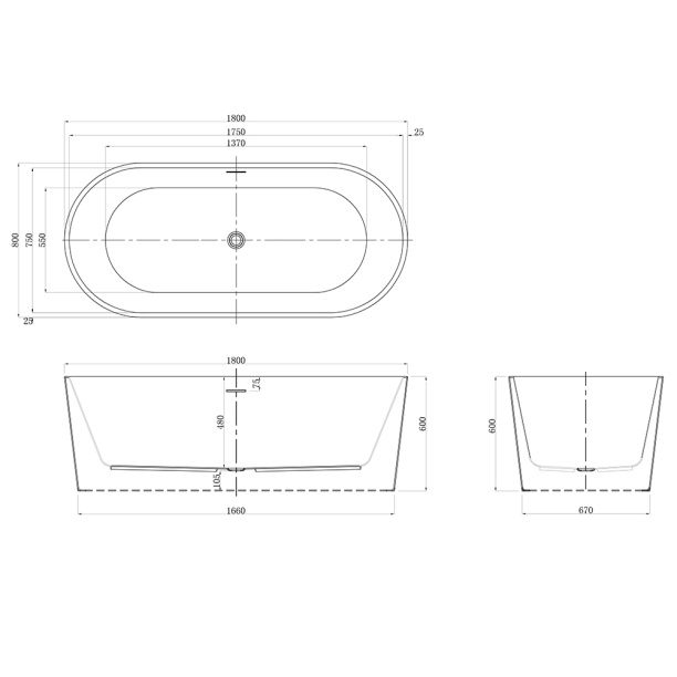 Акриловая ванна Loranto Bristol 180х80 см отдельностоящая от магазина ЛесКонПром.ру