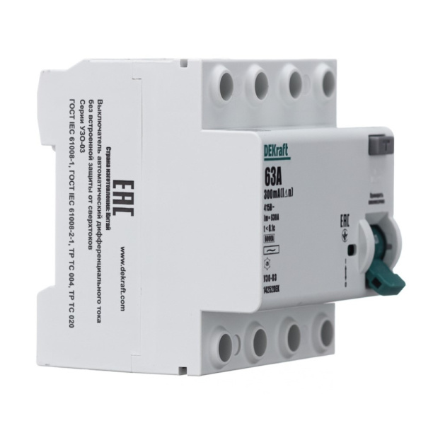 УЗО DEKraft 4п 300 мА 63 А от магазина ЛесКонПром.ру