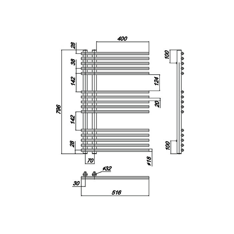 Водяной полотенцесушитель Ravak Style 50х80 X04000083671 Хром от магазина ЛесКонПром.ру