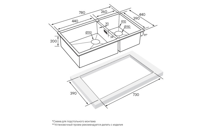 Мойка врезная PAULMARK Osser 80530293 от магазина ЛесКонПром.ру