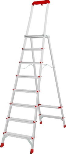 Стремянка алюминиевая профессиональная с увеличенной площадкой и органайзером Новая Высота 8 ступеней (арт. 3135108) от магазина ЛесКонПром.ру