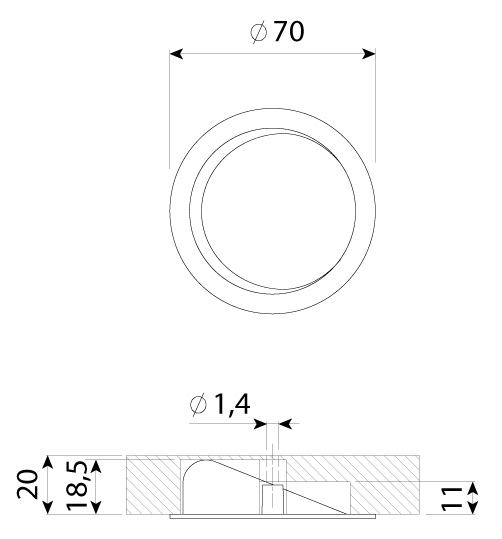 Ручка врезная мебельная Модель MN111 MN1116Z70G171 от магазина ЛесКонПром.ру
