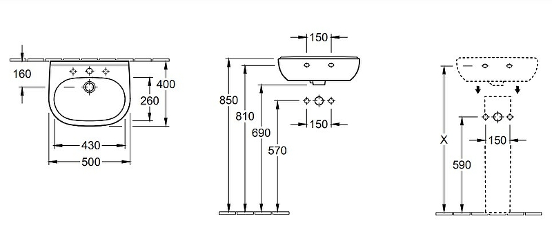 Раковина Villeroy&Boch O.Novo 50 53605001 Альпийский белый от магазина ЛесКонПром.ру