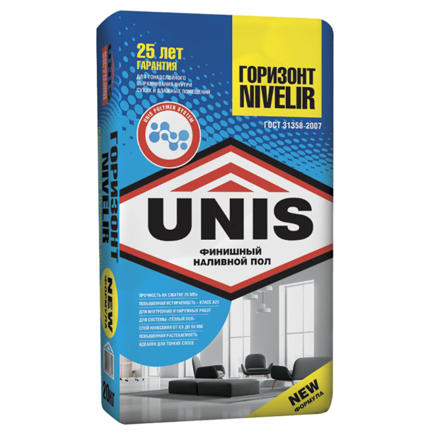 Наливной пол Unis Горизонт Nivelir 20 кг от магазина ЛесКонПром.ру