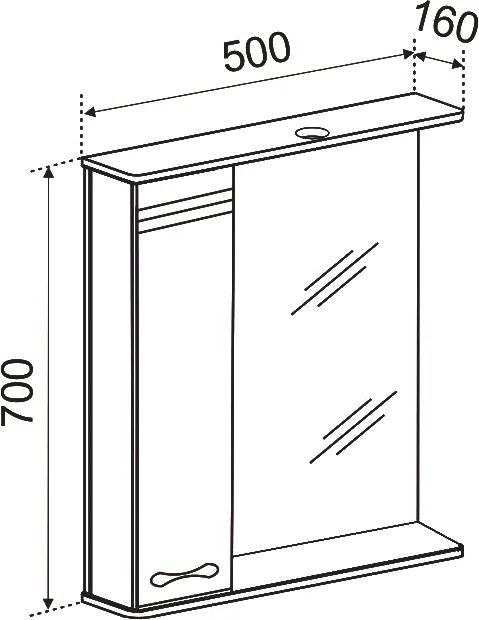 Зеркало Emmy Рио 50 L, с подсветкой от магазина ЛесКонПром.ру