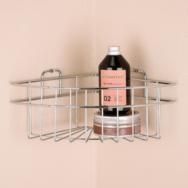 Полка сетчатая ЧМЗ Кашалот 1-ярусная угловая хром от магазина ЛесКонПром.ру